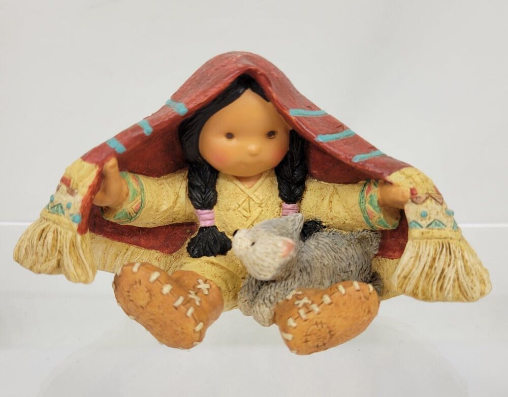 Enesco Friends of the Feather 'Brothers of the Earth’’ Boy Wolf under Blanket 2"